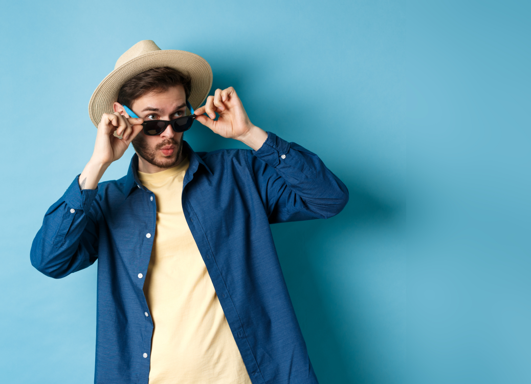 Model wearing sunglasses